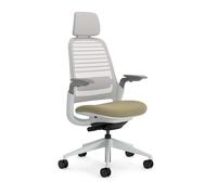 Steelcase Series 1, Silla de Oficina ergonómica con sujeción Lumbar, Brazos 4D y reposa Cabeza Regulables, Respaldo de Malla Arena; Fabricado en Europa