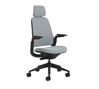 Steelcase Series 1, Silla de Oficina ergonómica con sujeción Lumbar, Brazos 4D y reposa Cabeza Regulables, Respaldo de Malla Nube Tormenta; Fabricado en Europa