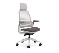 Steelcase Series 1, Silla de Oficina ergonómica con sujeción Lumbar, Brazos 4D y reposa Cabeza Regulables, Respaldo de Malla Marrón Oscuro; Fabricado en Europa