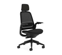Steelcase Series 1, silla de oficina ergonómica con sujeción lumbar, brazos 4D y reposa cabeza regulables, respaldo de malla Ónix
