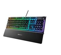 SteelSeries Apex 3 - Teclado RGB para gaming - Iluminación RGB de 10 zonas - Resistencia al agua IP32 - Reposamuñecas magnético superior - Teclado QWERTY Estadounidense