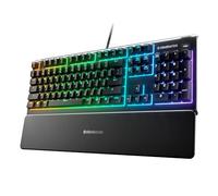 SteelSeries Apex 3 - Teclado RGB para gaming - Iluminación RGB de 10 zonas - Resistencia al agua IP32 - Reposamuñecas magnético superior - Teclado QWERTY Inglesa