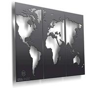 SteelTastic Mapa del Mapa del Mundo de chapa de acero de 2 mm - 3 piezas - 120 x 80 cm