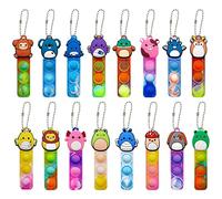 Steemjoey 16 PCS Pop Fidget It Toys, Silicona Fidget Juguete Llavero, Mini Animales Bubble Juguete Sensorial para TDAH, Alivio del Estrés Autismo, para Niños Adultos