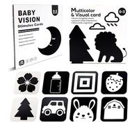 Steemjoey 2 Piezas Tarjeta Flash de Bebé de Alto Contraste, Tarjetas Card Bebes con 80 Patrón, Juguetes en Blanca y Negra Comparó Flashcards, Estimulación Visual Actividad Aprendizaje Navidad Regalos