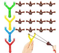 Steemjoey 20pcs Juguete De Tirachinas De Caca, 4Poo tirachinas de Juguete, 16 Mini Tirachinas De Goma, Rellenos para Bolsas de Fiesta para niños y Adultos (Color Aleatorio)