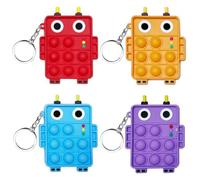 Steemjoey 4 PCS Pop Fidget it Toys, Silicona Fidget Juguete Llavero | Squeeze Pop Bubble Fidget, Juguetes de Descompresión, Juguetes Sensoriales para TDAH, Alivio del Estrés Autismo Niños Adultos