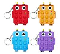 Steemjoey 4 PCS Pop Fidget it Toys, Silicona Fidget Juguete Llavero, Squeeze Pop Bubble Fidget, Juguetes de Descompresión, Juguetes Sensoriales para TDAH, Alivio del Estrés Autismo para Niños Adultos