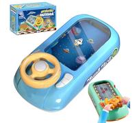 Steer Joy Driving Simulator for Kids, Car Racing Adventure Toy with Steering Wheel, Steering Wheel Toy with Music and Vehicle Sound Effects, Driving Games for Boys Girls Ages 3 and Above (Blue)