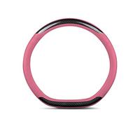 Steering Wheel Cover, D-shaped Sporty Car Steering Wheel Cover, Breathable comfortable Auto Steering Wheel Protector Carbon Fiber&Leather Luxurious Fashionable 38cm(Pink)
