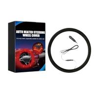 Steering Wheel Heater - Cotton 12V Fits 14.5 To 15.5 Inch, Heated Auto Cover, Rapid 1 Minute Warming | Automotive Protector Wrap For Winter Commute, Driving Comfort, Fatigue Reduction