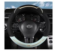 Steering Wheel Protector Ice Silk Car Steering Wheel Cover for Cat Ears Pattern Skin Friendly Breathable Comfortable To Hold Four Seasons Universal Steering Wheel Covers(Beige)(Blue)