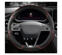 Steering Wheel Protege Para Asiento Para Leon MK1 MK2 MK3 MK4 1999~2020 1M 1P 5F KL1 KL8 5F FR Protector Cuero PU Para Volante Coche Fundas Volante Coche(O shape Red)