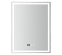 Steeviuzj Espejo de baño con iluminación, 50 x 70 cm, espejo LED con antivaho y regulable, 3 temperaturas de color, protección IP54, indicador de temperatura y hora (plata)