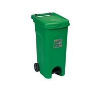 Stefanplast 6431 Cubo con Ruedas Urbano Eco con Pedal, Verde, 38 x 51 x 80 cm