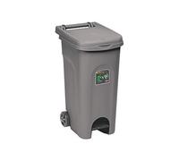 Stefanplast 6432 Cubo con Ruedas Urbano Eco con Pedal, Gris, 38 x 51 x 80 cm
