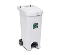 Stefanplast Bidón con Ruedas Urbano Eco con Pedal, 38 x 51 x 80 cm, Metal, Color Blanco, Unica