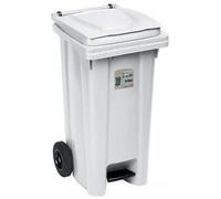 Stefanplast Contenedor con Pedal, Blanco, 120 litros