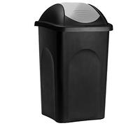 Cubo de basura negro/gris plástico 68x41x41cm 60L