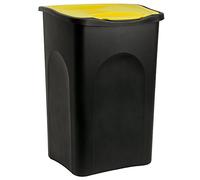 Stefanplast Cubo de basura de 50 L con tapa extraíble fácil de limpiar basurero para cocina Negro Amarillo Plástico 56x37x39cm