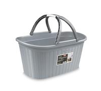 Stefanplast Elegance Rattan Basket with Handle, Grey, 58x37x29 cm, 1 product unit
