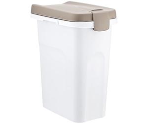 Stefanplast STF740 - Recipiente para Comida de Animales, 15 L, Blanco/Gris | Marrón/blanco, 33 × 22 × 41 cm, recipiente de plástico con tapa hermética para comida para perros y gatos