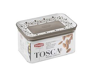 Stefanplast Tarro Rectangular hermético, línea Tosca, Palace, para Alimentos, Color Blanco, 0,7 l, 10 x 15,5 x 8 cm RECT.0.7 Tortora, Resina, Taupe, 0,7 lt