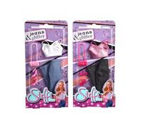 Steffi Love Jeans & Glitter, 2 Modelos Surtidos, Solo se Entrega un artículo, Top Brillante con Vaqueros y Accesorios de Moda, para muñecas de 29 cm, sin muñeca, a Partir de 3 años