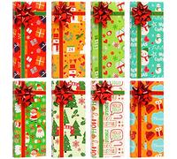 STEFORD Paquete de 8 cajas para tarjetas de regalo de Navidad con lazos y etiquetas de nombre para regalos de fiesta de Navidad, 6.3 x 2.8 x 0.6 pulgadas
