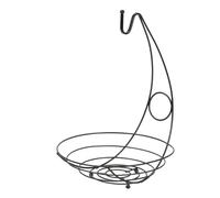 Stehende Obstschale Mit Bananenaufhänger - Moderner - & korb Aus Eisen | Platzsparende Design-Aufbewahrung Für Die Arbeitsplatte | Eleganter Obstkorb Küche Schwarz, 39 x 27 cm, 1 unidad
