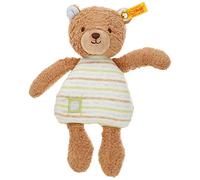 Steiff 242212 Rudy Oso de peluche de 24 cm, juguete para bebés GOTS para acurrucarse y jugar, original con botón en la oreja, lavable, marrón claro/azul, marrón