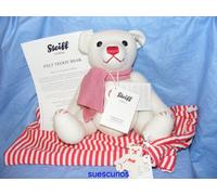 Steiff Fieltro Osito Oso Blanco Edición Limitada Raro Nuevo EAN 035821 Erizado