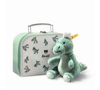 Steiff Joshi Baby T-Rex 16 cm Verde Azul en maletín, Soft Cuddly Friends, Dinosaurio de Peluche para Jugar y abrazar, de Peluche Suave, Lavable a máquina