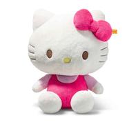 Steiff Peluche de Hello Kitty de 30 cm, Color Blanco con Traje Rosa, Gran Peluche para acurrucarse, para niños y coleccionistas, Lavable a máquina