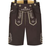Steigenhöfer Manufaktur Lukas - Pantalones cortos bávaros de Softshell para hombre con tirantes - Traje de Lederhosen para Oktoberfest, Marrón, 34