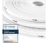 STEIGNER 30m Junta de cepillo autoadhesiva BLANCO, Cepillo a prueba de polvo, Tira de sellado, altura 12 mm