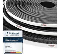 STEIGNER 5m Junta de cepillo autoadhesiva NEGRO, Cepillo a prueba de polvo, Tira de sellado, altura 14 mm