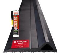 STEIGNER Umbral garaje 2m EPDM negro 17mm x 80mm SGD04 - Kit aislante con 1x adhesivos montaje y junta para puerta garaje adaptado a los tipos de puertas Hörmann - Barrera anti inundaciones