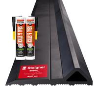 STEIGNER Umbral garaje 4m EPDM negro 17mm x 80mm SGD04 - Kit aislante con 2x adhesivos montaje y junta para puerta garaje adaptado a los tipos de puertas Hörmann - Barrera anti inundaciones