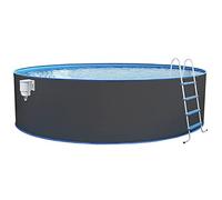 Steinbach Nuovo 011121G - Piscina Redonda con Pared de Acero (550 x 120 cm), Color Gris para hasta 25.600 l de Agua, con película Interior Azul Resistente al Invierno y numerosos Accesorios