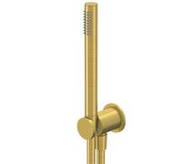 Steinberg serie 340 set de teleducha, incl. codo de conexión de ducha integrado, flexo de ducha, soporte, 3401670BG, Color: Oro cepillado