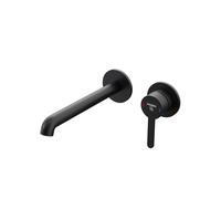 Steinberg Serie 341 Mezclador monomando de pared para lavabo, juego premontado con cartucho cerámico, proyección 190mm, 34118143S, Color: Negro mate