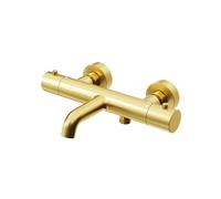 Steinberg Serie 341 Termostato de superficie, con control de temperatura y caudal, para bañera, con desviador, 185 mm de proyección, 3413100BG, Color: Oro cepillado