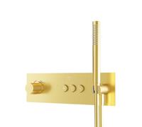 Steinberg serie 390 mezclador ducha/bañera, termostato empotrado, incl. teleducha de barra, flexo de ducha, 3 consumidores, 39042322BG, Color: Oro cepillado