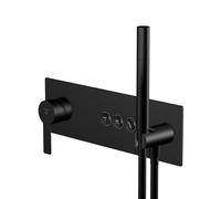 Steinberg serie 390 mezclador ducha/baño, monomando 3/4, teleducha de barra, 3 consumidores, 39022322S, Color: Negro Mate