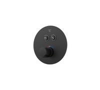 Steinberg Serie 390 set de instalación prefabricado, para termostato empotrado 1/2, pushtronic, para 2 consumidores, redondo, 39042233S, Color: negro mate