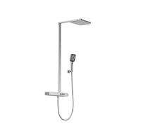 Steinberg Serie 390 sistema de ducha, termostato, 3 consumidores, Pushtronic, ducha de lluvia de 2 chorros, teleducha, 3902790, Color: cromado