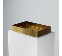 Steinberg Serie 442 Lavabo sobre encimera, angular, 600x400x100mm, acero inoxidable, sin agujero para grifo, sin rebosadero, 4427110BG, Color: Oro cepillado