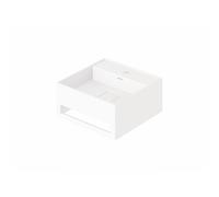 Steinberg Serie 443 Lavabo mural, con toallero, 400x400x200mm, 1 agujero para grifo, con rebosadero, SolidSurface, 4437250W, Color: Blanco mate