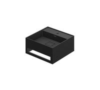 Steinberg Serie 443 Lavabo mural, con toallero, 400x400x200mm, 1 agujero para grifo, con rebosadero, SolidSurface, 4437250S, Color: negro mate